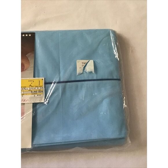 Twin Flat Sheet Percale 50% Polyester 50% Combed Cotton 180 Thread Count Sky Blu - Picture 5 of 12